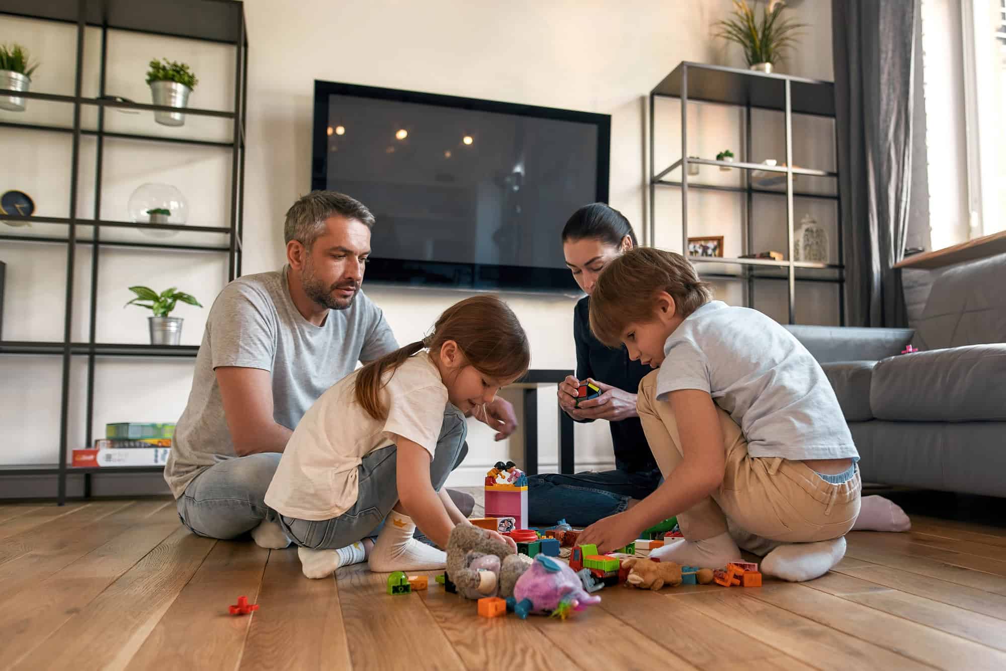 Family playing together at home